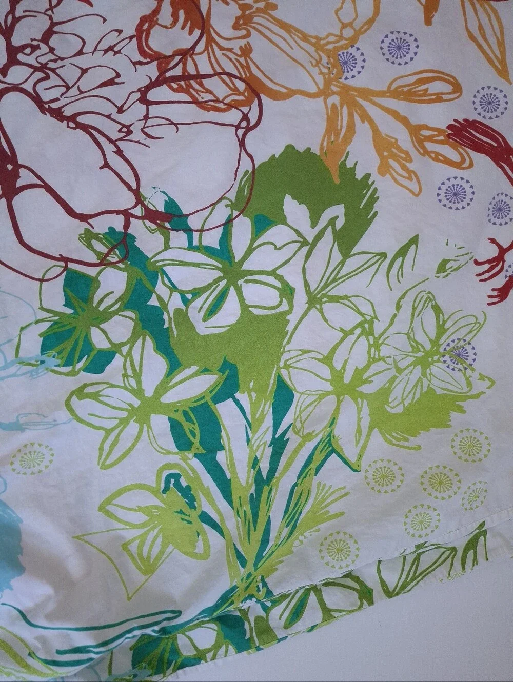 Pottery Barn Bold Multi-color Watercolor Floral & Bird Print Duvet Cover --King